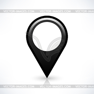 Map pin location black sign circle shape icon with gray shadow and gradient reflection in simple flat style - vector EPS clipart