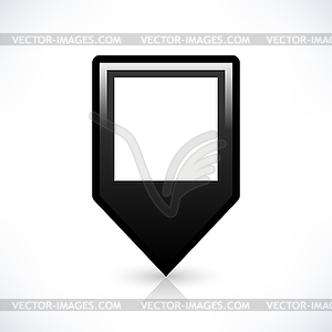 Map pin location black sign circle shape icon with gray shadow and gradient reflection in simple flat style - vector clipart