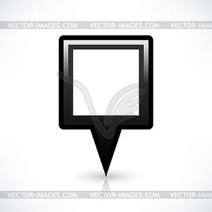 Map pin location black sign circle shape icon with gray shadow and gradient reflection in simple flat style - vector image