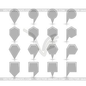 Gray map pin sign satin location icon with empty copy space and reflection and shadow - vector clip art