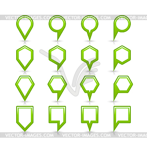 Зеленый пустой карты контактный значок знак атлас месте с серой тенью и отражением - изображение в формате EPS