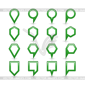 Зеленый пустой карты контактный значок знак атлас месте с серой тенью и отражением - клипарт в векторном формате