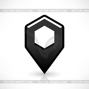 Blank map pin location sign rounded hexagon icon in flat style - vector clip art