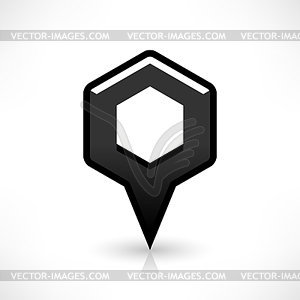 Blank map pin location sign rounded hexagon icon in flat style - vector image