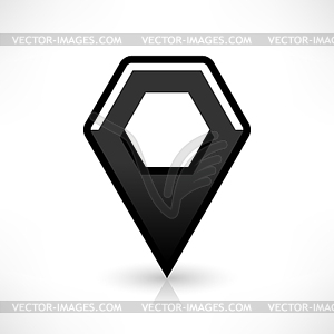 Blank map pin location sign rounded polygon icon in flat style - vector clipart