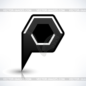 Map pin location sign rounded polygon icon in simple flat style - vector image