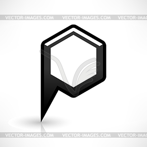 Map pin location sign rounded hexagon icon in simple flat style - vector image