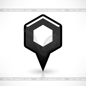 Map pin location sign rounded hexagon icon in simple flat style - royalty-free vector image