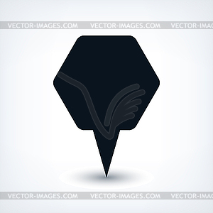 Map pin location sign rounded polygon icon in flat style - vector image