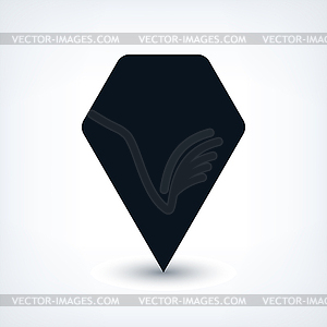 Map pin location sign rounded polygon icon in flat style - vector clipart