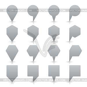 Gray map pin sign location icon with gray shadow and reflection  in simple flat style - vector image