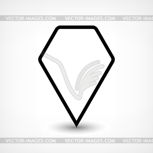 Map pin location sign rounded polygon icon in flat style - vector image