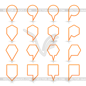 Orange карту контактный значок знак местоположение с серой отражения и тени в простом плоском стиле - векторный клипарт / векторное изображение