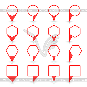 Red map pin icon location sign with gray reflection and shadow  in flat simple style - vector image