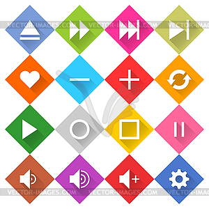 16 media icon set 06 (white sign on color) - vector image