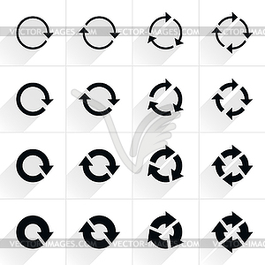 16 arrow flat icon with gray long shadow (set 04) - vector clipart