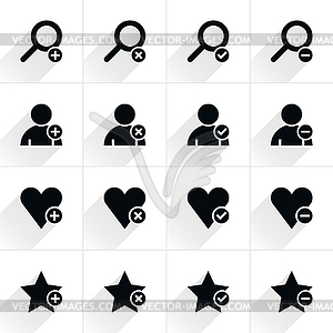 16 additional sign flat icon with gray long shadow (set 07) - vector image