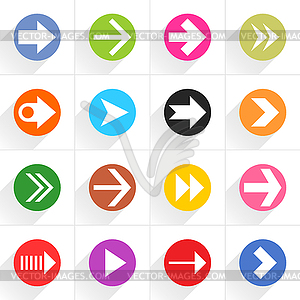 16 arrow flat icon with long shadow (set 03) - vector image