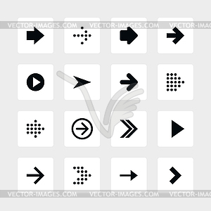 Rounded square16 arrow sign icon set 01 - vector image