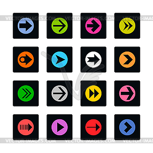 Arrow icon set sign in white circle - vector image