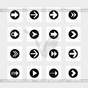 Округлые square16 значок стрелки набор знак в круге 03 - векторный клипарт Royalty-Free