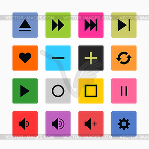 Media player control button ui icon set - vector clip art
