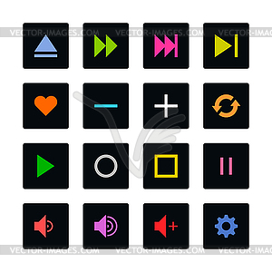 Media player control button ui icon set - vector image