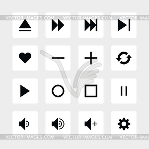 Rounded square16 media player control button ui icon set 06 - vector clipart