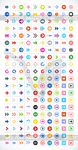 200 arrow sign icon set (color on white) - vector image