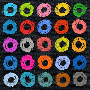 25 circle form color brush stroke - vector clipart