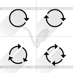 4 black arrow loop, refresh, reload, rotation icon - vector image