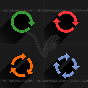 4 color arrow rotation, loop refresh, reload icon - vector image