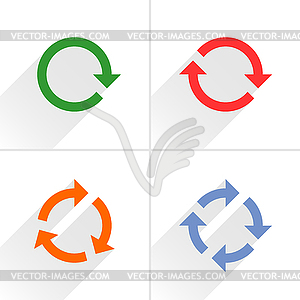 4 color arrow rotation, loop refresh, reload icon - vector clip art