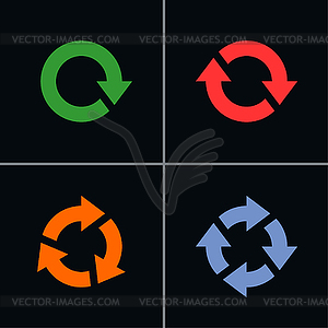 4 arrow sign reset, reload, refresh, rotation pictogram - vector image