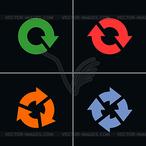 4 arrow pictogram refresh, reload, rotation, loop, sign set - vector clip art