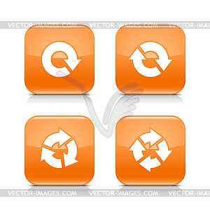 4 arrow orange glossy icon - vector clipart