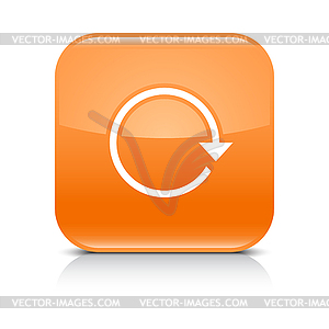 Orange icon with white arrow repeat, reload, refresh, rotation sign - vector clipart