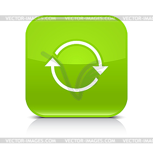 Зеленый значок с белым повторения стрелки, Обновить, обновления, ротации знак - векторный эскиз