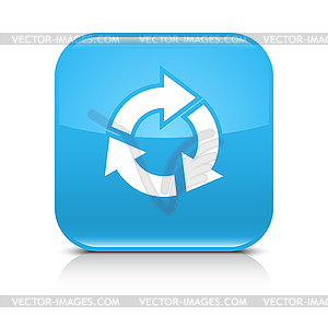 Blue icon with white arrow repeat, reload, refresh, rotation sign - vector image