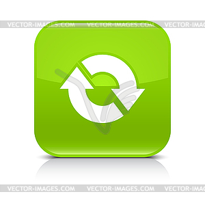 Green icon with white arrow repeat, reload, refresh, rotation sign - vector image