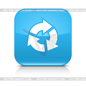 Blue icon with white arrow refresh, repeat, reload, rotation sign - vector EPS clipart