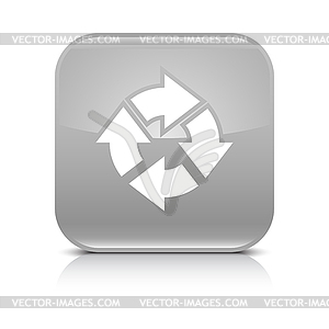 Gray icon with white arrow repeat, reload, refresh, rotation sign - vector clipart