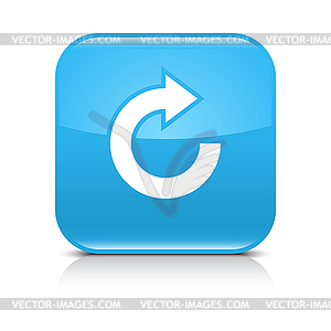 Blue icon with white arrow repeat, reload, refresh, rotation sign - vector clip art