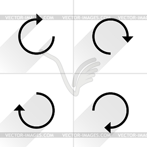 4 стрелка значок обновления, вращение, сброс, повторяю, перезагрузите знак установлен 01 - векторная иллюстрация