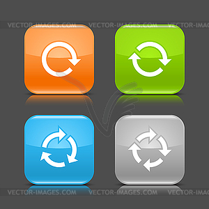 Arrow reload, rotate, refresh, repeat sign on rounded square glossy icon web internet button with shadow and color reflection (set 02) - vector clipart