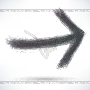 Черная стрела знак, наносимый кистью инсульта - векторный рисунок