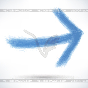 Blue arrow sign painted by brush stroke - royalty-free vector clipart