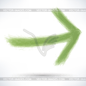 Green arrow sign painted by brush stroke - vector image