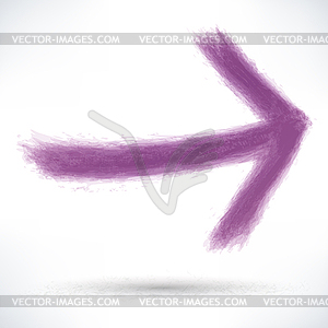 Фиолетовый знак стрелки окрашены кистью инсульта - изображение векторного клипарта