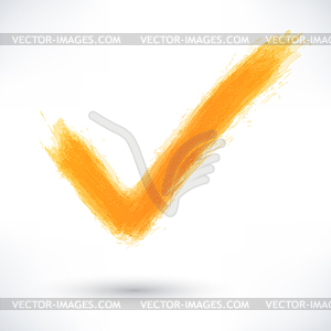 Orange check mark sign - vector clip art